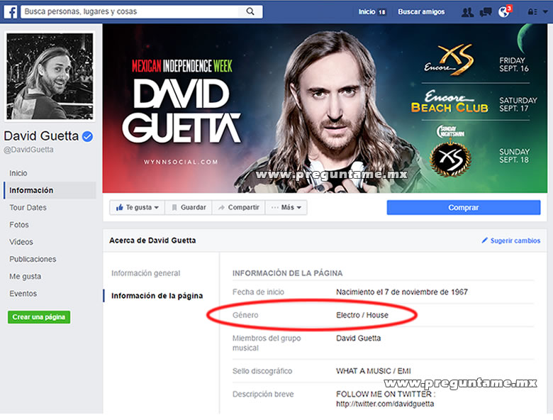 Genero de Música Electrónica de David Guetta